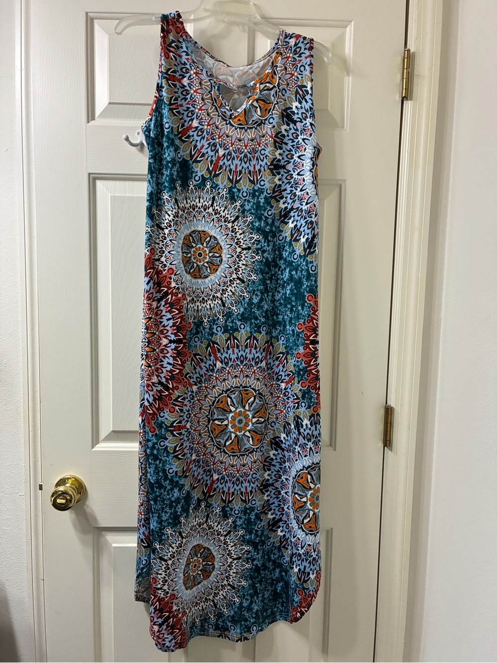 Source Unknown Teal Multicolor Mandala Maxi Dress